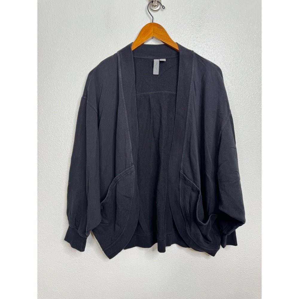 Sweaty Betty Black Open Front Fleece Cardigan Sweatshirt Pockets Womens Size S